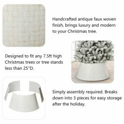 Coupon 👍 Glitzhome Metal Woven Tree Collar, 26"D, White ❤️ -christmas decorations Sales 9fc1bccf00ffc544 0268 w800 h800 b1 p0