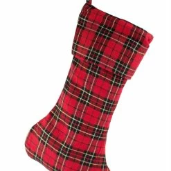 Promo ✨ Fennco Styles Holiday Tartan Plaid Dazzle ❄ Christmas Decorative Stocking 7" X 18" ✔️