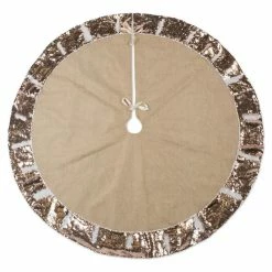 Best reviews of ⭐ Design Imports DII 48" Modern Fabric Holiday Tree 👗 Skirt With Sequin Border In Tan/Champagne 🧨