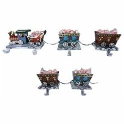 Flash Sale 🛒 Lulu Decor Inc. Cast Iron Engine With Santa Sleigh, 4 Rail Carts Stocking Holders, 5-Piece Set 👍