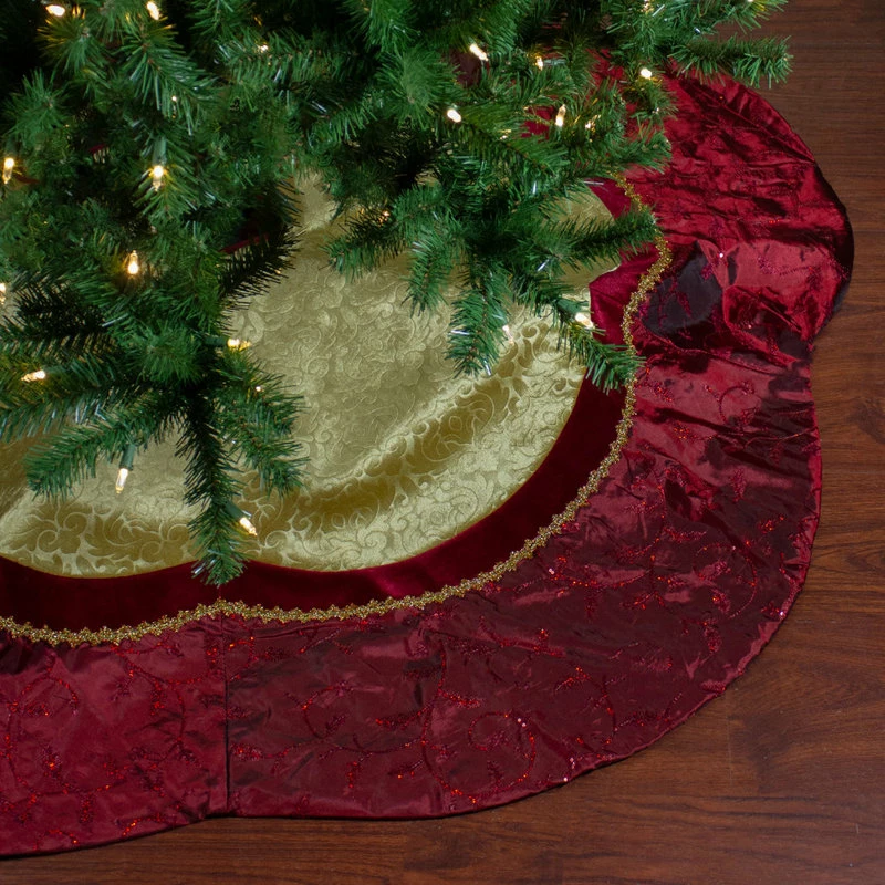 New 🔥 Northlight Seasonal 60" Red And Gold Scalloped Sequined 🎄 Christmas Tree 👗 Skirt 🔔 2 New 🔥 Northlight Seasonal 60" Red And Gold Scalloped Sequined 🎄 Christmas Tree 👗 Skirt 🔔 - Image 2