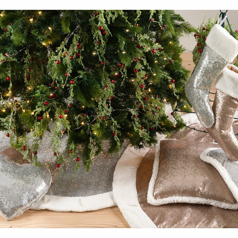 Budget βοΈ Fennco Styles Charming Sequin And Sherpa Border π Christmas Tree π Skirt, Silver 𧨠2 Budget βοΈ Fennco Styles Charming Sequin And Sherpa Border π Christmas Tree π Skirt, Silver 𧨠- Image 2