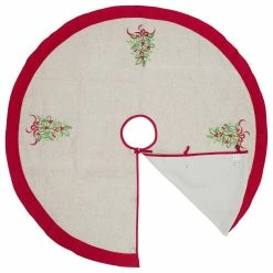 New ⭐ Fennco Styles Embroidered Holly 🎅 Christmas Tree Decorative Tree 👗 Skirt 53" Round, Natural+red 😉 -christmas decorations Sales bd418b3b0bf33967 6601 w800 h800 b1 p0