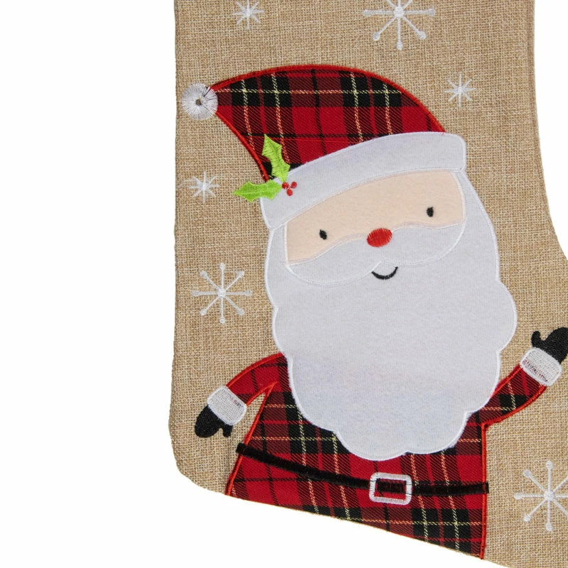 Promo ๐ Northlight Seasonal 19" Burlap Plaid Whimsical Santa Waiving ๐ Christmas Stocking ๐ฏ 3 Promo ๐ Northlight Seasonal 19" Burlap Plaid Whimsical Santa Waiving ๐ Christmas Stocking ๐ฏ - Image 3