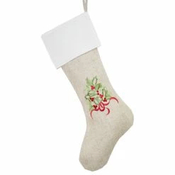 Outlet ✔️ Fennco Styles Embroidered 🎁 Christmas Tree Double-Layer Stocking (13"x19"), Natural+white 💯
