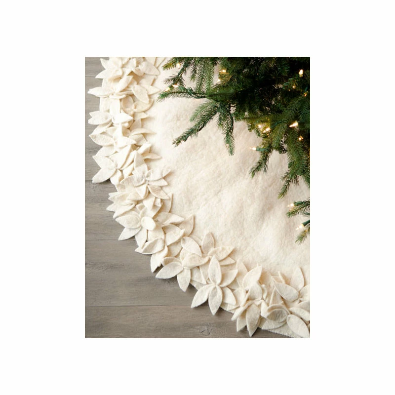 Hot Sale ๐ Arcadia Home Overlapping Flowers ๐ Christmas Tree ๐ Skirt In Rustic Hand Felted Cream Wool ๐ฅฐ 2 Hot Sale ๐ Arcadia Home Overlapping Flowers ๐ Christmas Tree ๐ Skirt In Rustic Hand Felted Cream Wool ๐ฅฐ - Image 2