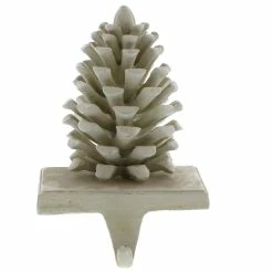 Deals 🎉 Homart Pine Cone Cast Iron Stocking Holder, White Set Of Two 👍