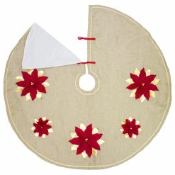 Deals 🌟 Fennco Styles Holiday 3D Poinsettia 🎄 Christmas Decorative Tree 👗 Skirt 53" Round, Gold+red 👏 -christmas decorations Sales d171b0880bdb2f45 7740 w800 h800 b1 p0