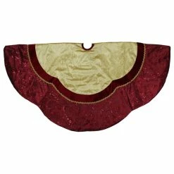 New 🔥 Northlight Seasonal 60" Red And Gold Scalloped Sequined 🎄 Christmas Tree 👗 Skirt 🔔