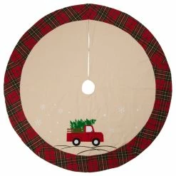 Cheap โ๏ธ Glitzhome 48" Fabric ๐ Christmas Tree ๐ Skirt, Red Truck ๐