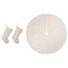 Promo 🌟 Glitzhome White Plush With Snowflake 🎅 Christmas Decoration(Stocking And Tree 👗 Skirt,Set Of 3 😀