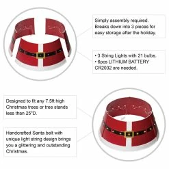 Coupon 🎉 Glitzhome Red Metal Santa Belt Tree Collar With Light String, 26"D 🎉 -christmas decorations Sales d5d1bea200ffc7cb 0265 w800 h800 b1 p0