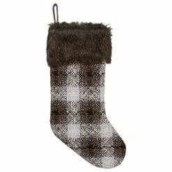 Best Pirce ❤️ Northlight Seasonal 18" Brown And White Buffalo Plaid 🔔 Christmas Stocking 😀
