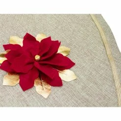 Deals 🌟 Fennco Styles Holiday 3D Poinsettia 🎄 Christmas Decorative Tree 👗 Skirt 53" Round, Gold+red 👏 -christmas decorations Sales ddf137400bdb2f6d 7741 w800 h800 b0 p0