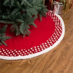 Cheap ⭐ Glitzhome 48" Fabric Pompom Tree 👗 Skirt ❤️ -christmas decorations Sales dfa10eba0b8cda1a 7531 w800 h800 b0 p0
