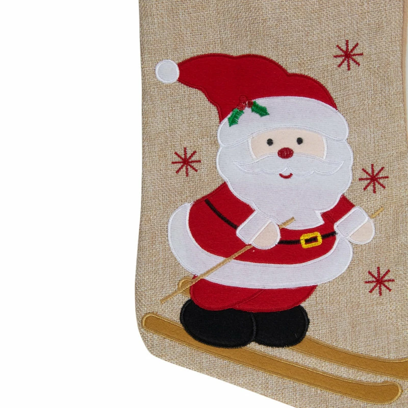 Brand new ๐ Northlight Seasonal 19" Burlap Skiing Santa With Poles And Snowflakes ๐ Christmas Stocking ๐ฅฐ 3 Brand new ๐ Northlight Seasonal 19" Burlap Skiing Santa With Poles And Snowflakes ๐ Christmas Stocking ๐ฅฐ - Image 3