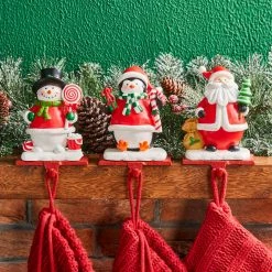 Brand new 💯 Glitzhome 6.25''H Set Of 3 Resin Santa, Snowman, Penguin Stocking Holder ❤️ -christmas decorations Sales e6a1bce90108ae14 0190 w800 h800 b0 p0