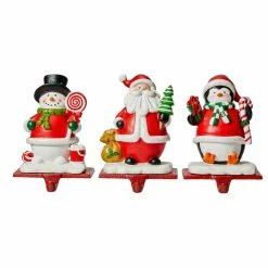 Brand new 💯 Glitzhome 6.25''H Set Of 3 Resin Santa, Snowman, Penguin Stocking Holder ❤️