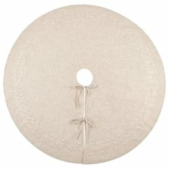 Flash Sale 💯 Fennco Styles Embroidered Swirl Design Decorative Linen Blend ❄ Christmas Tree 👗 Skirt 🧨