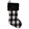 Cheapest 🛒 Northlight Seasonal 21" Black And Ivory Plaid With Dots And Faux Fur Cuff 🎄 Christmas Stocking 😉