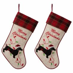 Hot Sale 🎁 Glitzhome 2pk 21"L Fabric ❄ Christmas Stocking Dachshund ✨