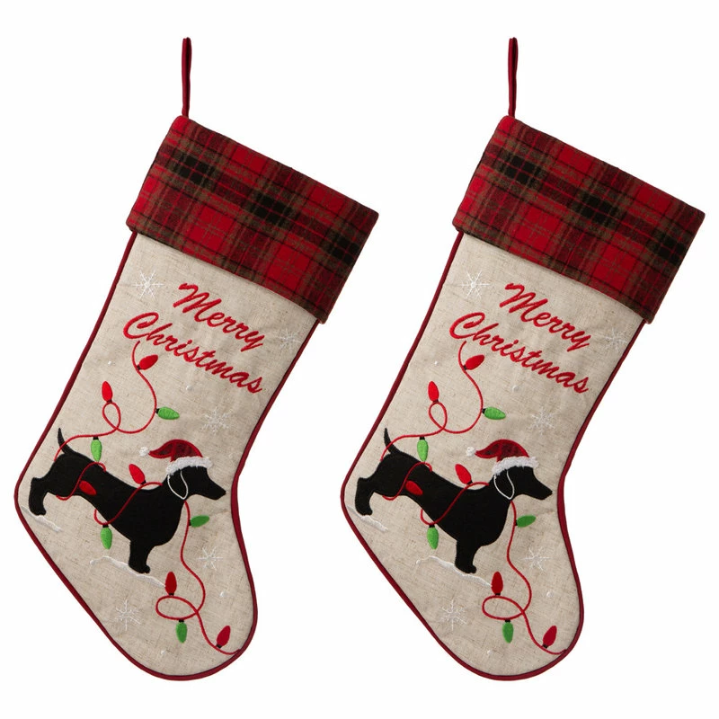 Hot Sale ๐ Glitzhome 2pk 21"L Fabric โ Christmas Stocking Dachshund โจ 1 Hot Sale ๐ Glitzhome 2pk 21"L Fabric โ Christmas Stocking Dachshund โจ