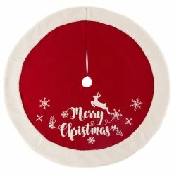 Hot Sale 👍 Glitzhome 48" Fabric "Merry ❄ Christmas" Tree 👗 Skirt 👏
