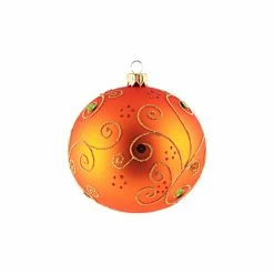 New 💯 GLASSOR US Jeweled Orange Ball Ornament, Large 😉