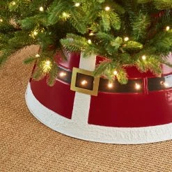 Coupon 🎉 Glitzhome Red Metal Santa Belt Tree Collar With Light String, 26"D 🎉 -christmas decorations Sales fc31f61300ffc7d1 0265 w800 h800 b0 p0