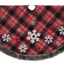 Best Sale 💯 Kurt S. Adler, Inc. Kurt Adler 48" Plaid With Snowflake Design Tree 👗 Skirt ✔️