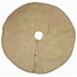 Buy 🥰 Fennco Styles Pompom Trim Jute Holiday 🎄 Christmas Tree 👗 Skirt 56" Round ⌛