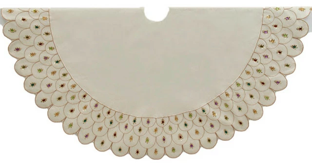 Top 10 โจ Kurt S. Adler, Inc Kurt Adler 60" Multi-Colored Beads Scalloped Ivory Embroidered Tree ๐ Skirt ๐ 1 Top 10 โจ Kurt S. Adler, Inc Kurt Adler 60" Multi-Colored Beads Scalloped Ivory Embroidered Tree ๐ Skirt ๐