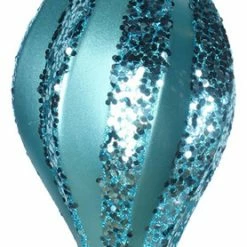 Hot Sale 🥰 Vickerman Company Vickerman M132612 12'' Turquoise Glitter Swirl Drop 🎄 Christmas Ornament 🥰