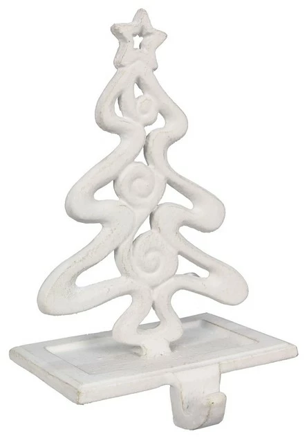 New ๐ Young's White Filigree Tree With Star Stocking Holder Hanger Metal ๐ 1 New ๐ Young's White Filigree Tree With Star Stocking Holder Hanger Metal ๐