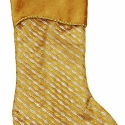 Outlet 💯 Northlight Seasonal 20" Glitter Striped 🎄 Christmas Stocking With Shadow Velveteen Cuff, Gold 🧨