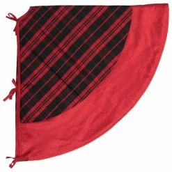 Budget ❤️ Vickerman Company 52" Red/Black Plaid Treeskirt Red Trim 🌟