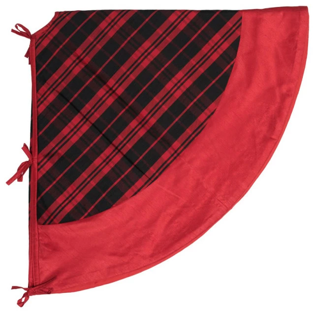 Budget โค๏ธ Vickerman Company 52" Red/Black Plaid Treeskirt Red Trim ๐ 1 Budget โค๏ธ Vickerman Company 52" Red/Black Plaid Treeskirt Red Trim ๐