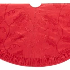 Budget 😍 Kurt S. Adler, Inc. Kurt Adler 48" Red Sequin And Holly Treeskirt 😀