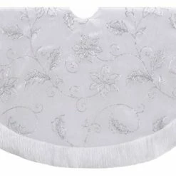 New 😉 Kurt S. Adler, Inc. Kurt Adler 50" White Tree 👗 Skirt With Sequin Flowers 🥰