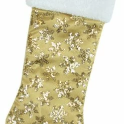 Cheap ✨ Northlight Seasonal 20.5" Gold Sequin Snowflake 🎄 Christmas Stocking With White Faux Fur Cuff 🔥