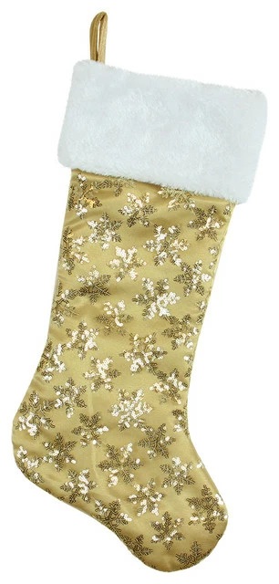 Cheap ✨ Northlight Seasonal 20.5" Gold Sequin Snowflake 🎄 Christmas Stocking With White Faux Fur Cuff 🔥 1 Cheap ✨ Northlight Seasonal 20.5" Gold Sequin Snowflake 🎄 Christmas Stocking With White Faux Fur Cuff 🔥