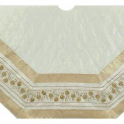 New 👍 Kurt S. Adler, Inc. Kurt Adler 54" Ivory Treeskirt With Gold Pinecones 👏