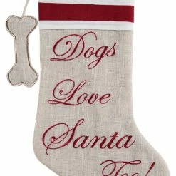 Best deal ✨ C & F Home 🦮 Dogs Love Santa Too Embroidered Linen Look 20 Inch 🎄 Christmas Holiday Stocking 🎁