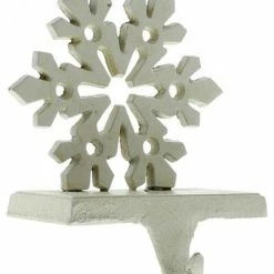 Outlet ❤️ Homart Snowflake Stocking Holder, Cast Iron, Antique White, Set Of 2 ✔️