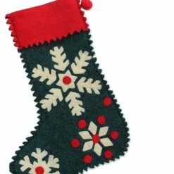 Coupon 🧨 Novica Snowflake Cheer Wool Felt Holiday Stocking ⭐