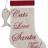 Coupon 💯 C & F Home Cats Love Santa Too Embroidered Linen Look 20 Inch ❄ Christmas Holiday Stocking 🧨